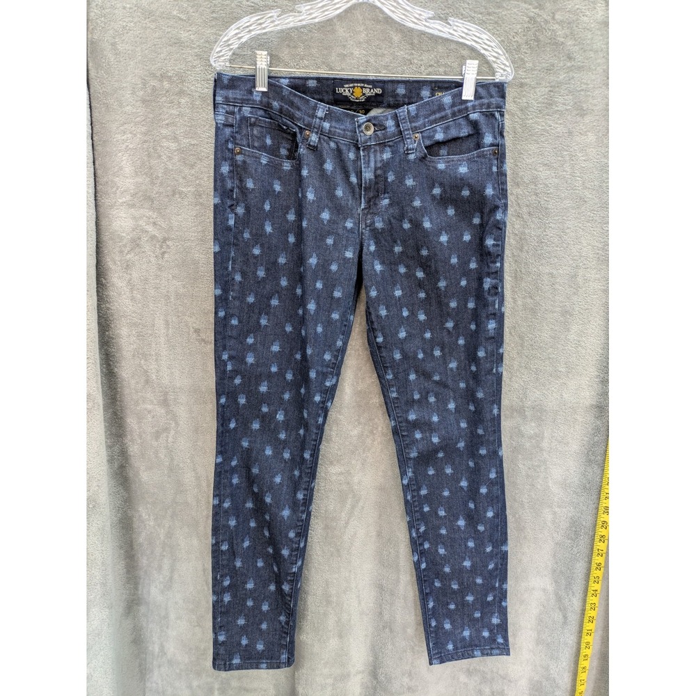 Lucky Brand Jeans Women's 10/30 All Over Scratch Print Charlie Skinny Casual‎